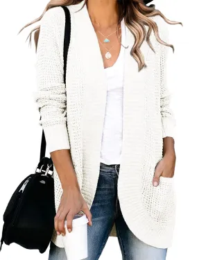 Saodimallsu Womens Loose Open Front Cardigan Long Sleeve Casual Lightweight Soft Knit Sweaters Coat with Pockets