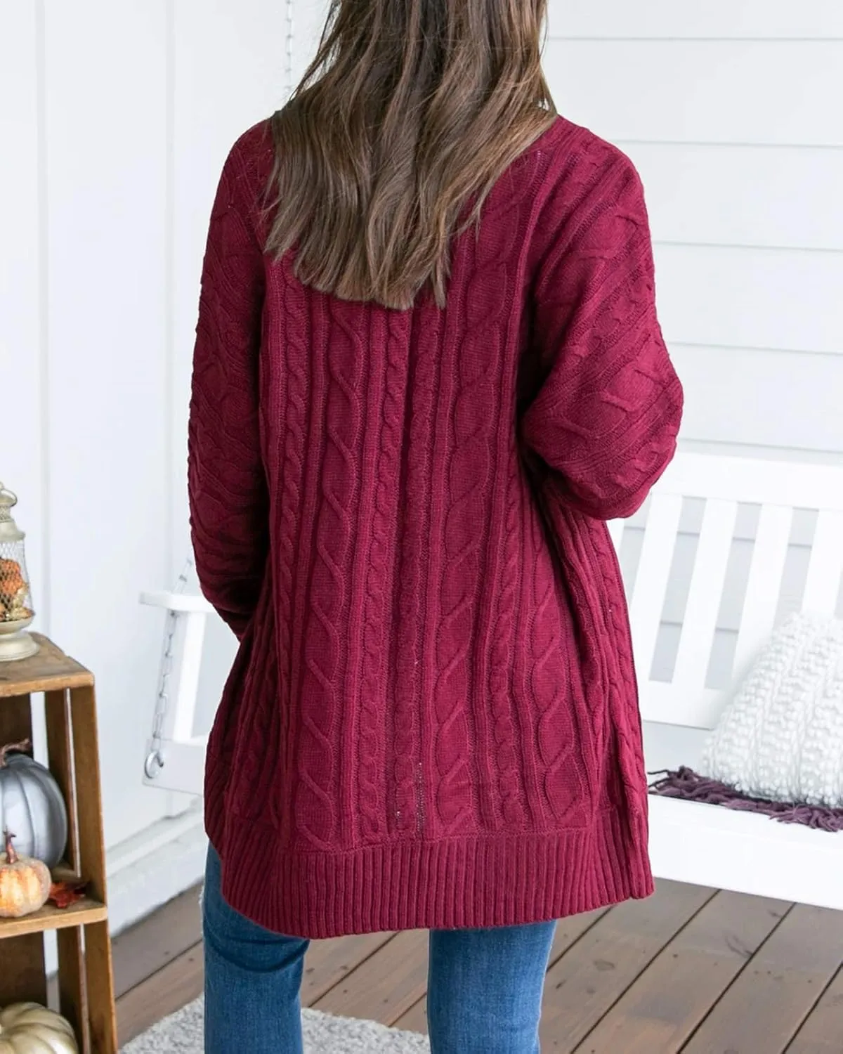 Saodimallsu Womens Loose Open Front Cardigan Long Sleeve Casual Lightweight Soft Knit Sweaters Coat with Pockets