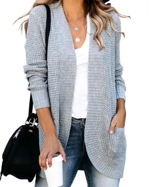 Saodimallsu Womens Loose Open Front Cardigan Long Sleeve Casual Lightweight Soft Knit Sweaters Coat with Pockets
