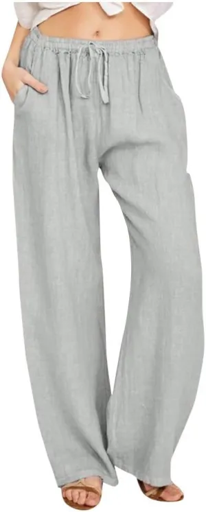 SHAOBGE Cotton Linen Pants for Women Summer Wide Leg Casual Loose Drawstring High Waist Palazzo Pants Trousers with Pockets