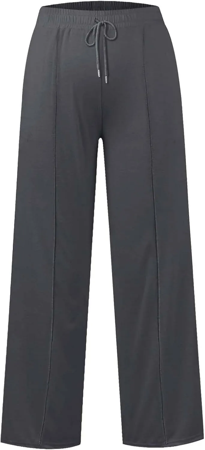 SHAOBGE Oversized Wide Leg Sweatpants Women Elastic Drawstring Straight Leg Sweatpants Low Waisted Baggy Lounge Pants Pocket