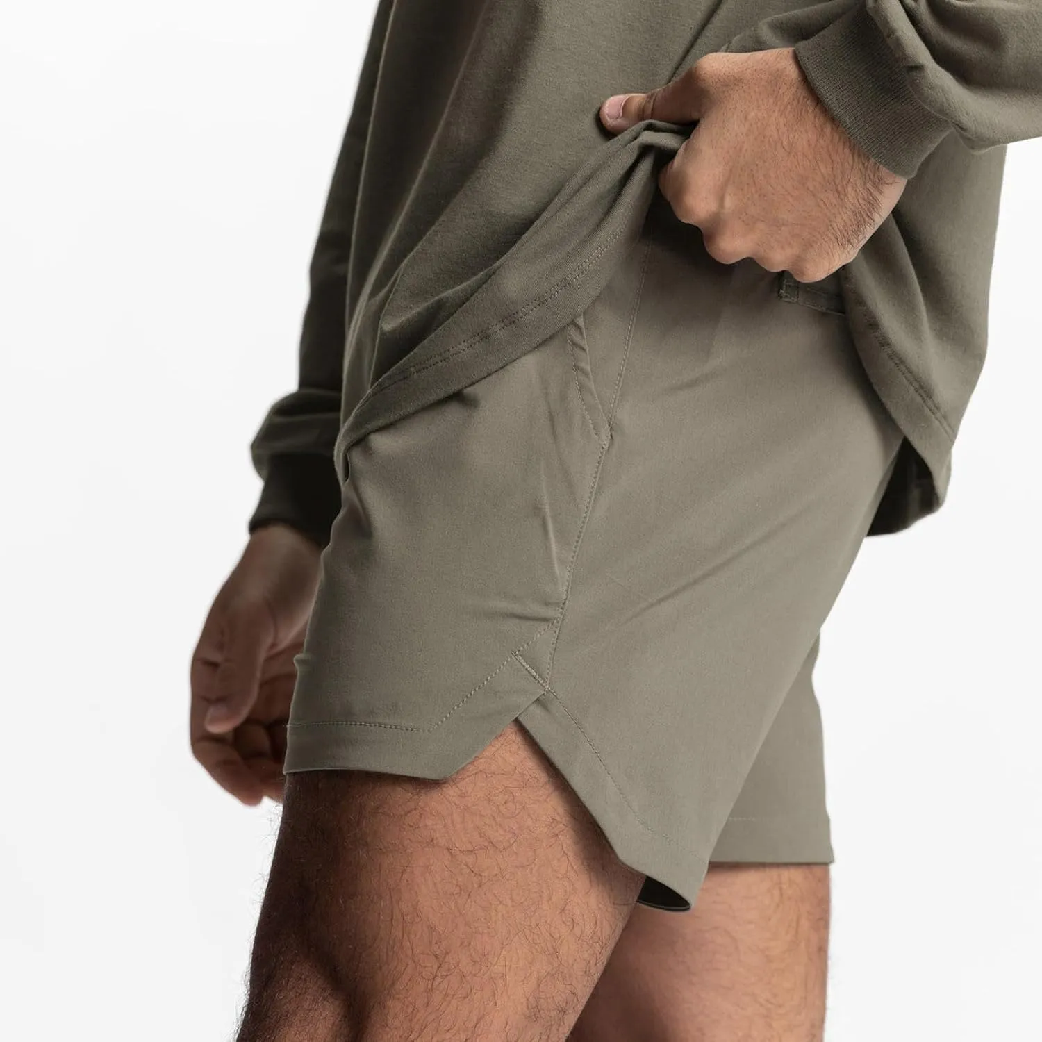 Sports Shorts for Men Cut Out Split Side Shorts Athletic Workout Gym Shorts Hiking Quick Dry Short for Running
