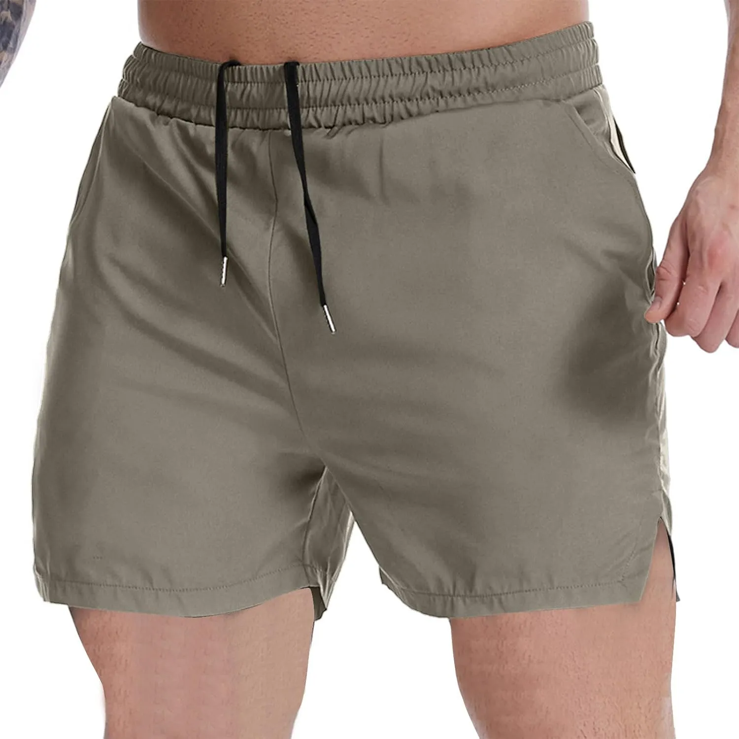 Sports Shorts for Men Cut Out Split Side Shorts Athletic Workout Gym Shorts Hiking Quick Dry Short for Running