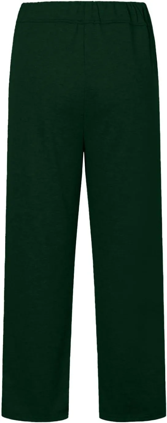 Straight Leg Sweatpants for Women Fleece Wide Leg Drawstring Trousers High Waisted Athletic Joggers with Pockets
