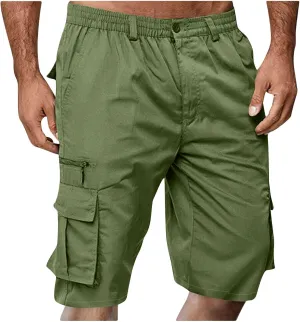 Stretch Cargo Shorts for Men Button Relaxed Fit Work Short 2025 Summer Outdoor Multi Pockets Hiking Pants