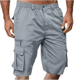 Stretch Cargo Shorts for Men Button Relaxed Fit Work Short 2025 Summer Outdoor Multi Pockets Hiking Pants