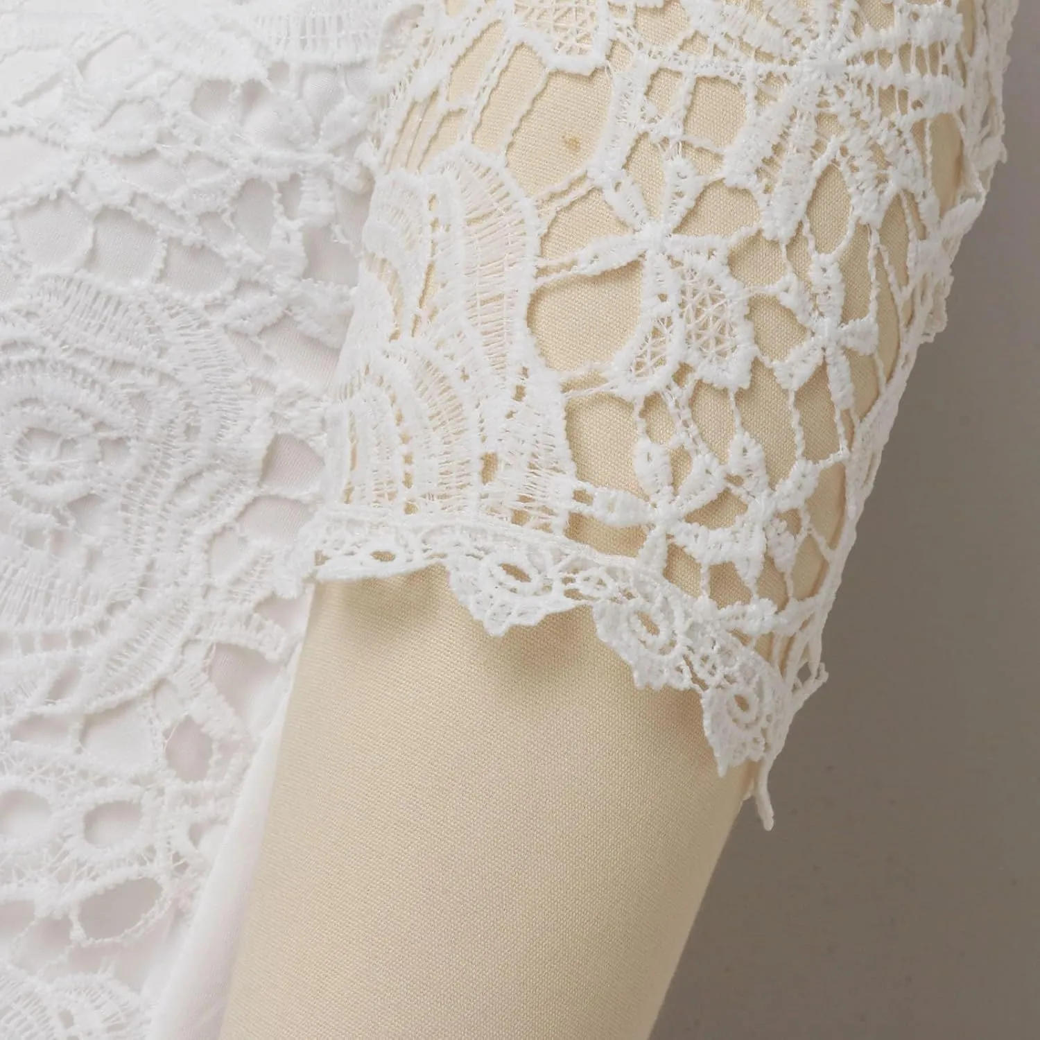 Summer Tops for Women 2024 Lace Crochet Embroidery Crewneck T Shirts Dressy Casual Short Sleeve Elegant Work Blouses