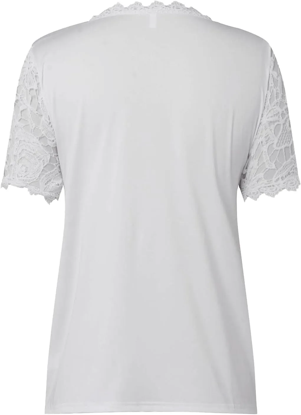 Summer Tops for Women 2024 Lace Crochet Embroidery Crewneck T Shirts Dressy Casual Short Sleeve Elegant Work Blouses