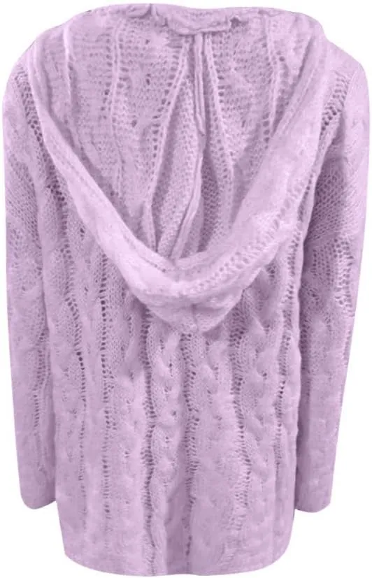 Sweater Hoodies for Women Sexy V Neck Cable Knit Sweater Fashion Long Sleeves Loose Oversize Pullovers Tops