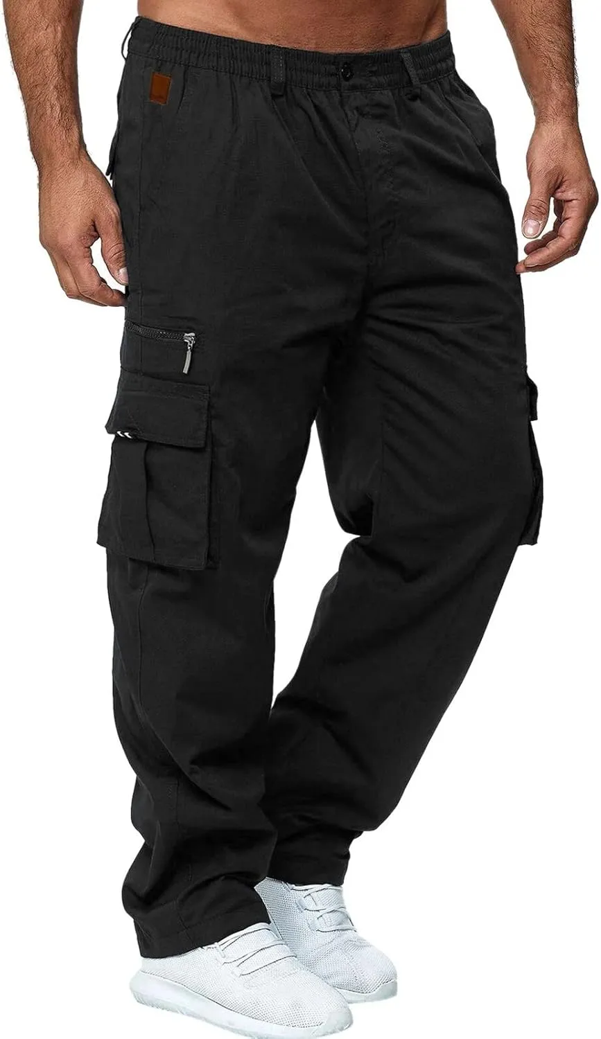 Sweatpants for Men Big and Tall Casual Mens Gifts Cargo Pants Hiking Workout Joggers Elastic Waist Plaid Casual Pants