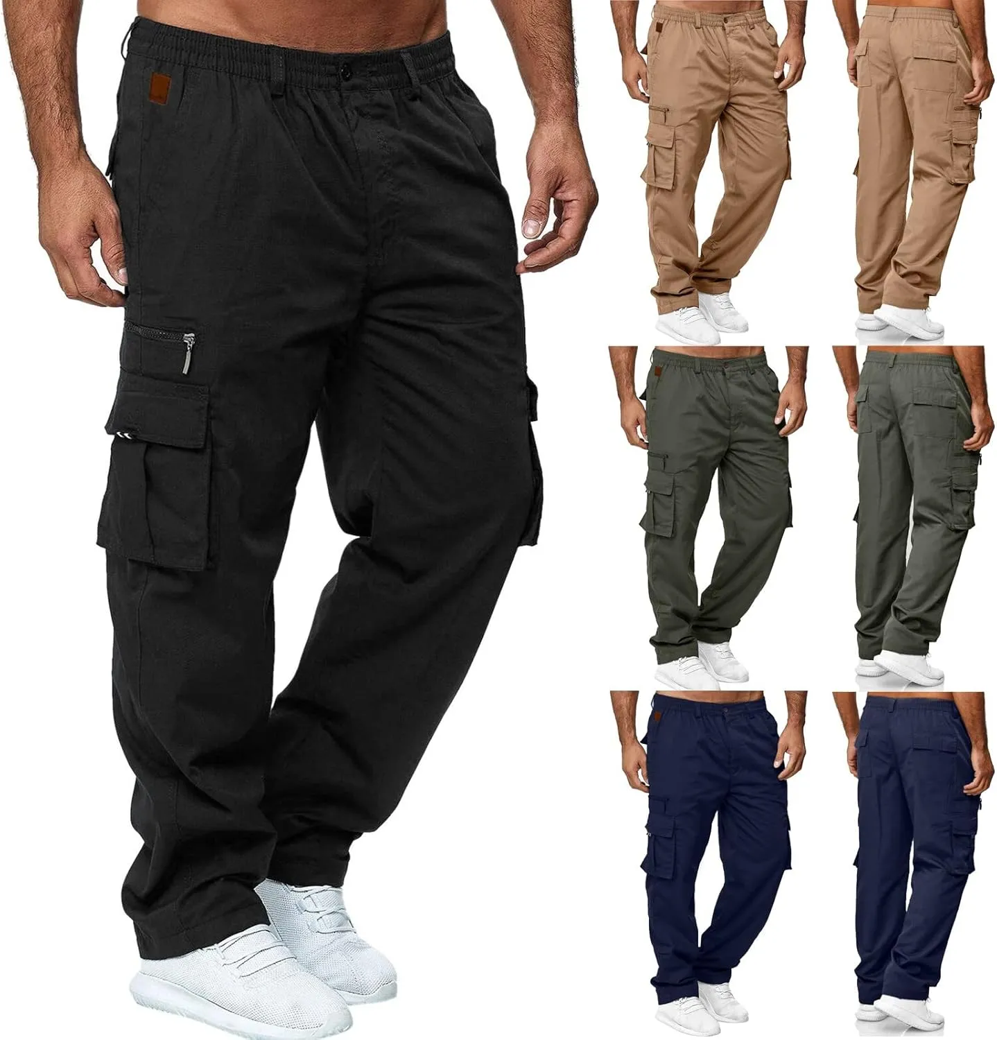 Sweatpants for Men Big and Tall Casual Mens Gifts Cargo Pants Hiking Workout Joggers Elastic Waist Plaid Casual Pants