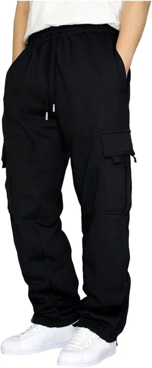 Sweatpants for Men Pants Casual Jogging Sports Elastic with Pockets Men's Men's Pants Heavyweight Fleece Cargo