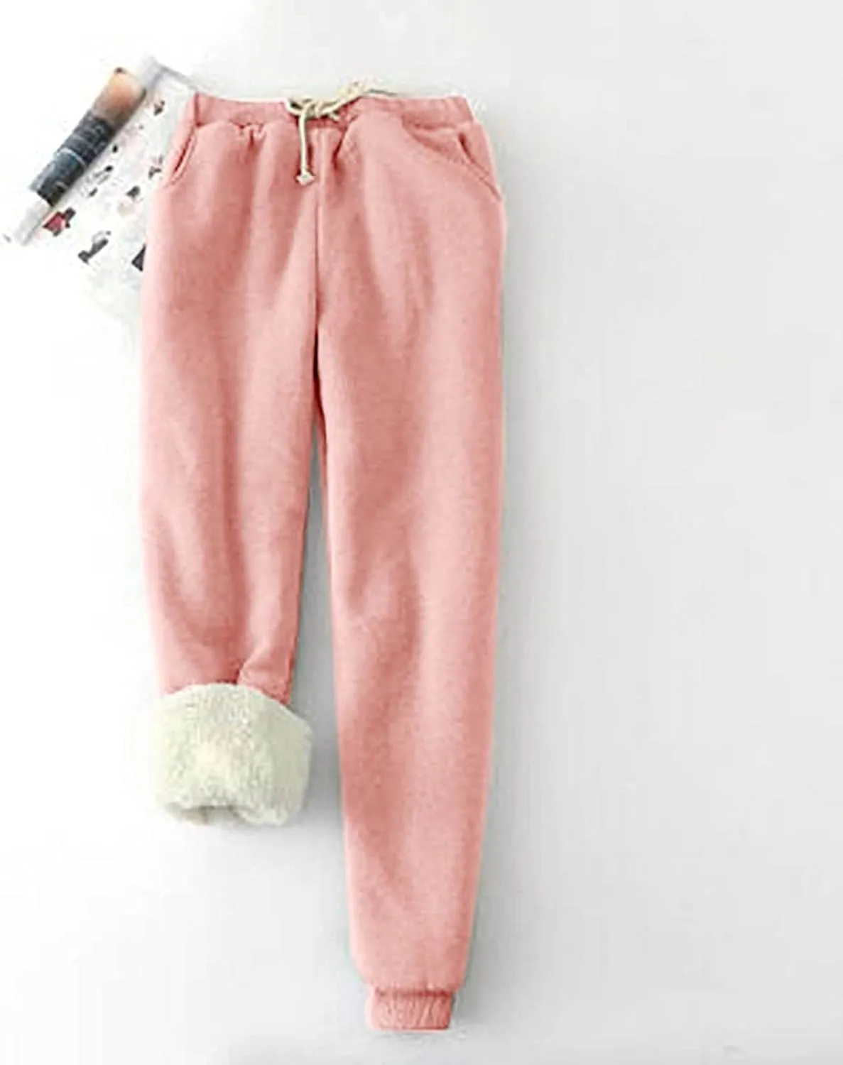 Sweatpants for Women with Pockets Baggy Y2K Jogger Pants Elastic Waist Sweatpants Cinch Bottom Fleeced Lounge Pants