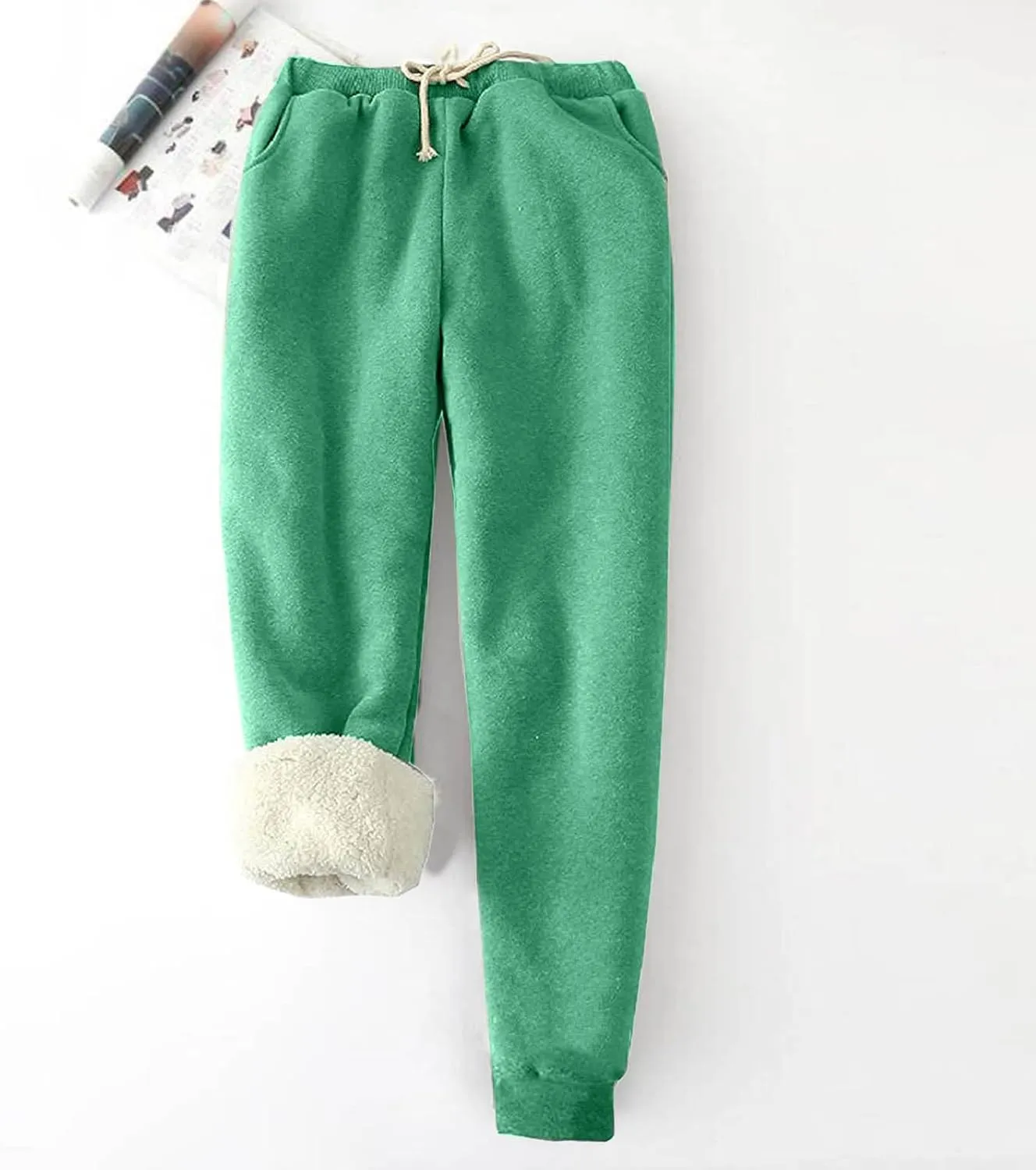Sweatpants for Women with Pockets Baggy Y2K Jogger Pants Elastic Waist Sweatpants Cinch Bottom Fleeced Lounge Pants