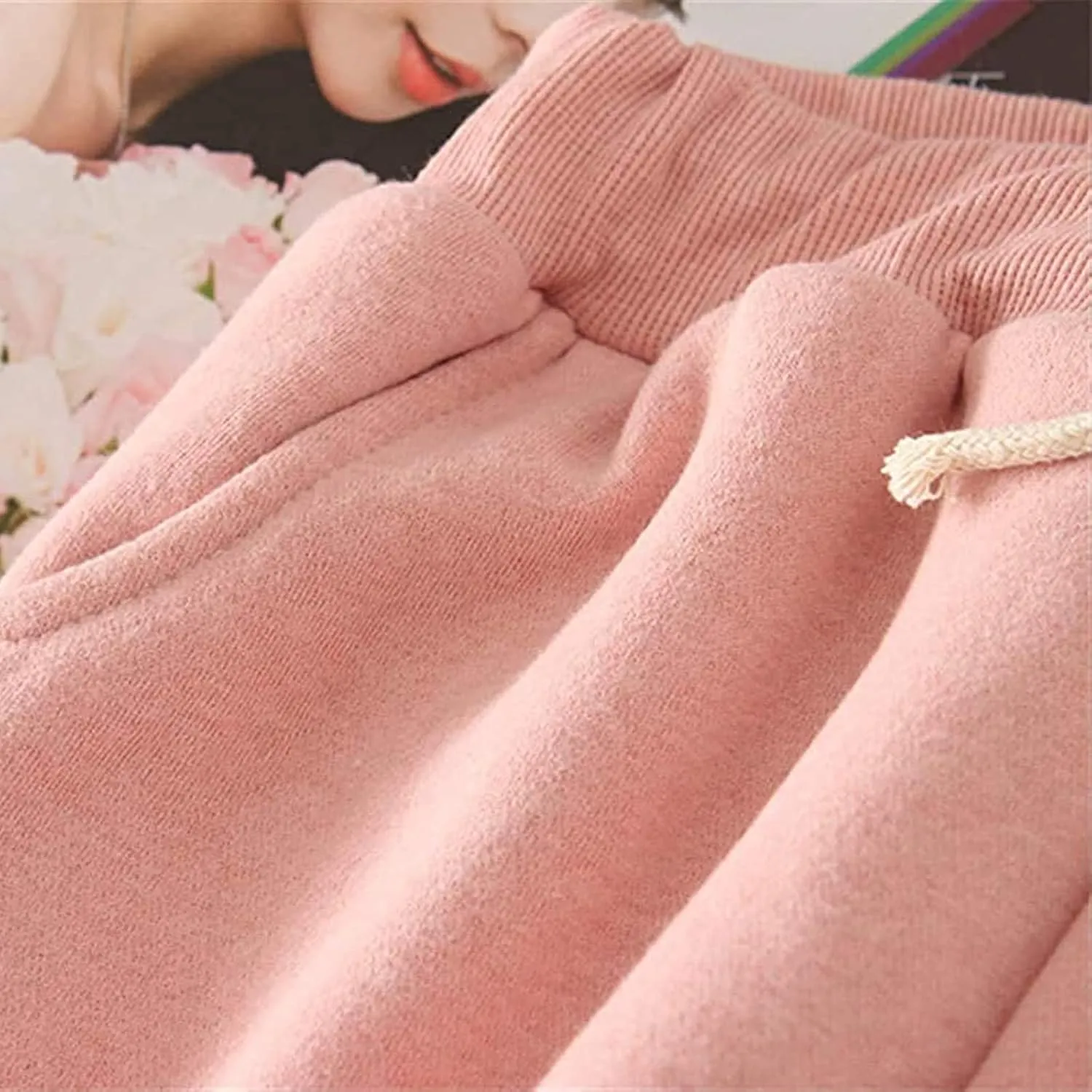 Sweatpants for Women with Pockets Baggy Y2K Jogger Pants Elastic Waist Sweatpants Cinch Bottom Fleeced Lounge Pants