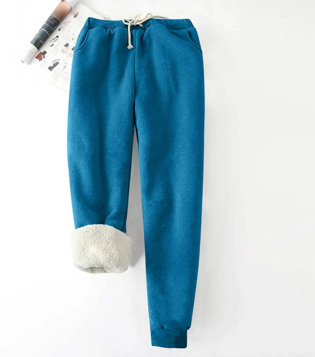 Sweatpants for Women with Pockets Baggy Y2K Jogger Pants Elastic Waist Sweatpants Cinch Bottom Fleeced Lounge Pants