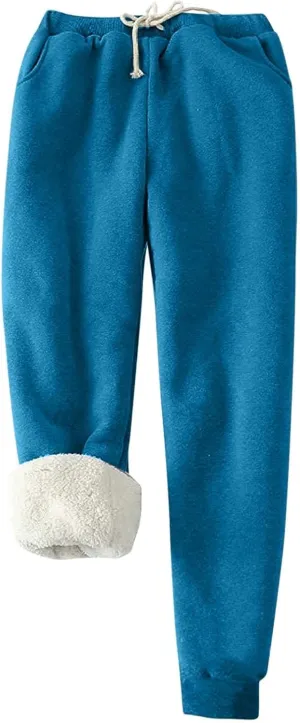 Sweatpants for Women with Pockets Baggy Y2K Jogger Pants Elastic Waist Sweatpants Cinch Bottom Fleeced Lounge Pants