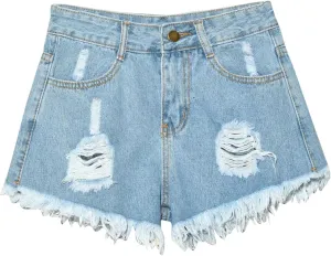 TANGNADE Denim Shorts Women Plus Size High Waisted Stretchy Casual Summer Frayed Raw Hem Trendy Jean Shorts with Pockets