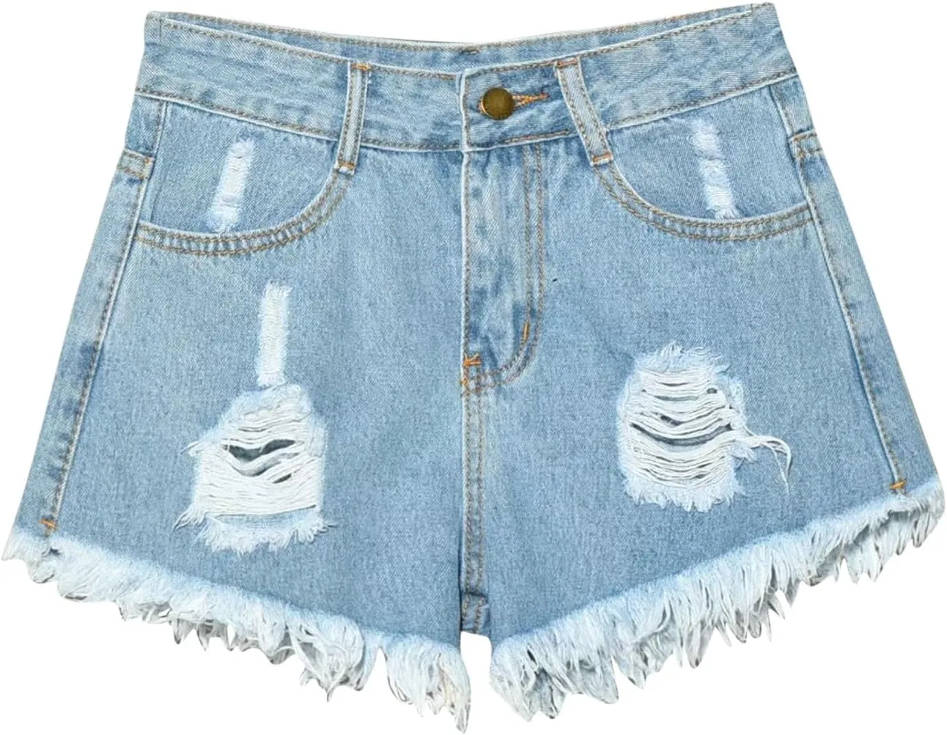 TANGNADE Denim Shorts Women Plus Size High Waisted Stretchy Casual Summer Frayed Raw Hem Trendy Jean Shorts with Pockets