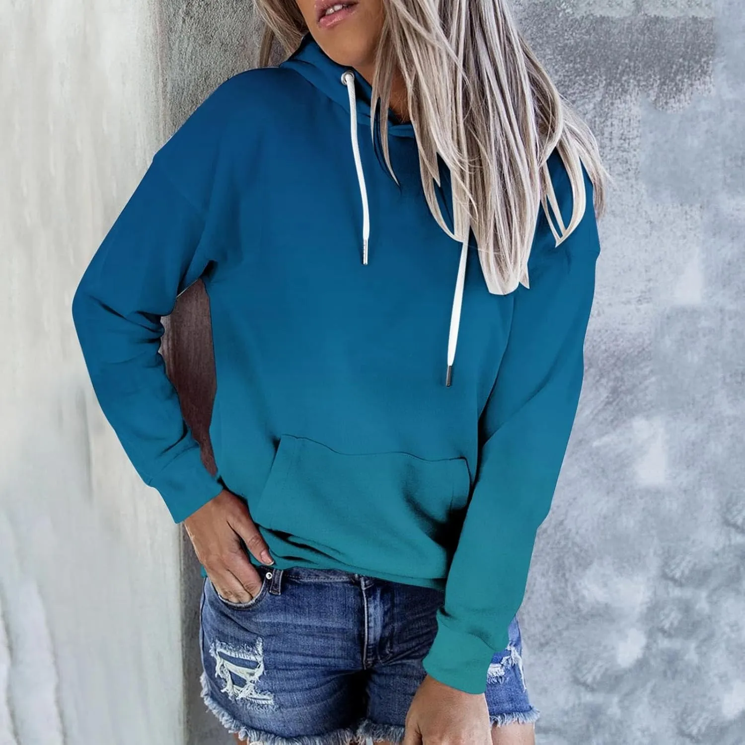 Tie Dye Print Hoodie For Women Fall Fashion y2k Clothes Long Sleeve Drawstring Pullover Tops Loose Casual Sweatshirt
