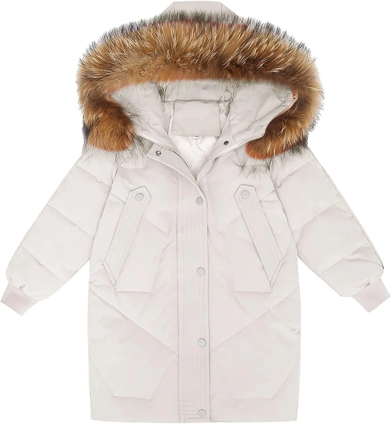 ToddlBy Boys Girls Thick Warm Down Puffer Jacket Kids Fashion Winter Coat with Furry Hood Parka Padded Jacket