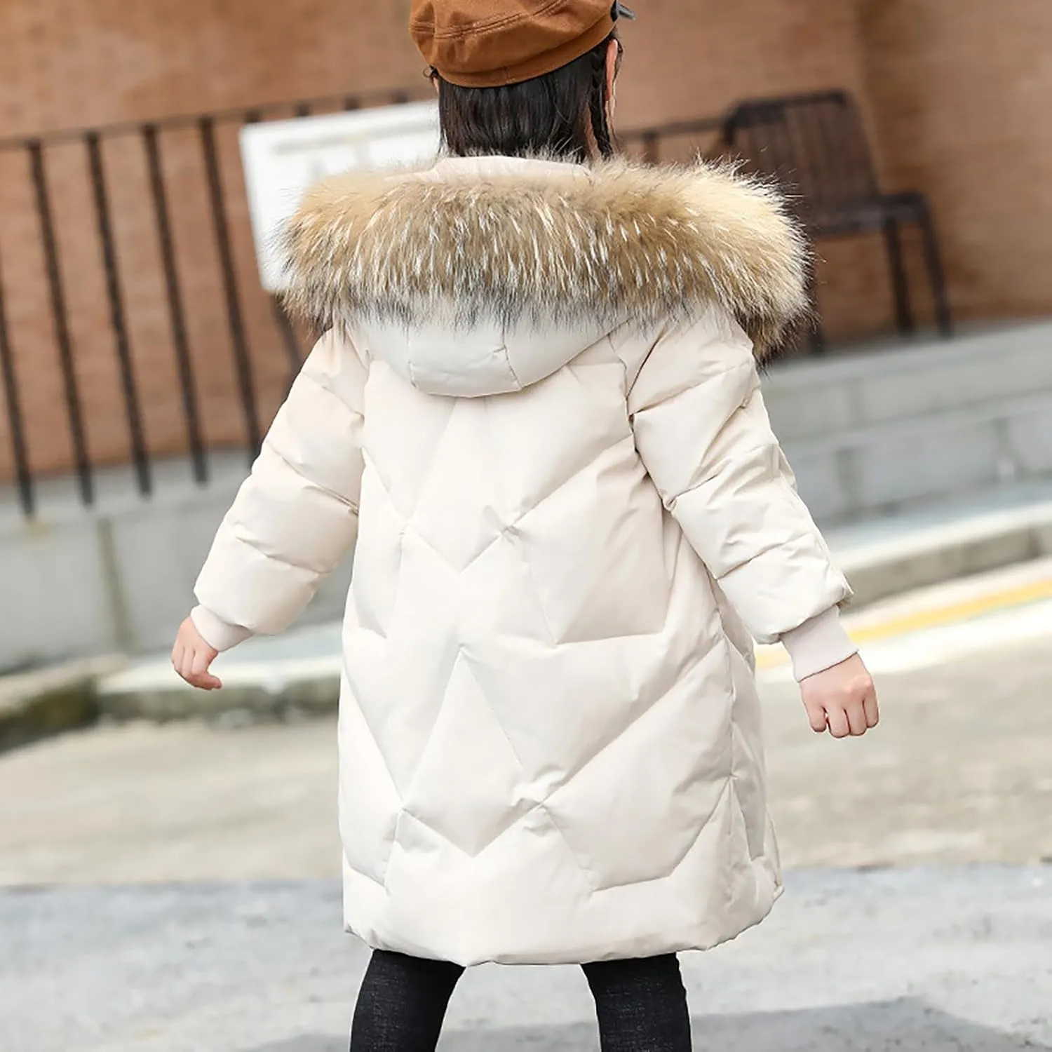 ToddlBy Boys Girls Thick Warm Down Puffer Jacket Kids Fashion Winter Coat with Furry Hood Parka Padded Jacket