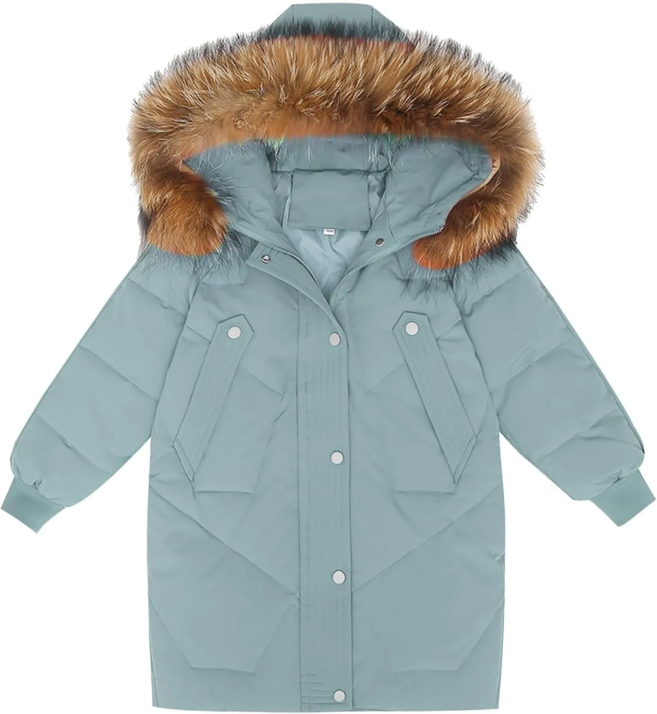 ToddlBy Kids Winter Coat Boys Girls Thick Warm Down Puffer Jacket with Furry Hood Parka Thermal (Green, 12-13 Years) k182