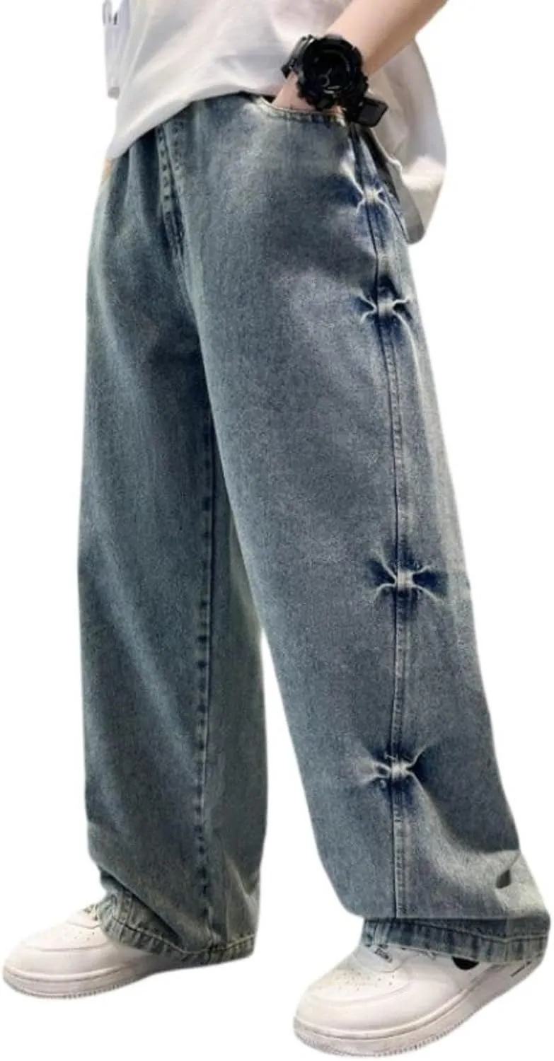 Toddler Boys' Jeans Pants High Waisted Stylish Full Length Trousers Comfy Streetwear Casual Soft Pants