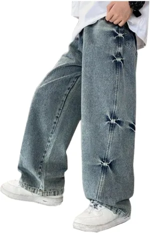 Toddler Boys' Jeans Pants High Waisted Stylish Full Length Trousers Comfy Streetwear Casual Soft Pants
