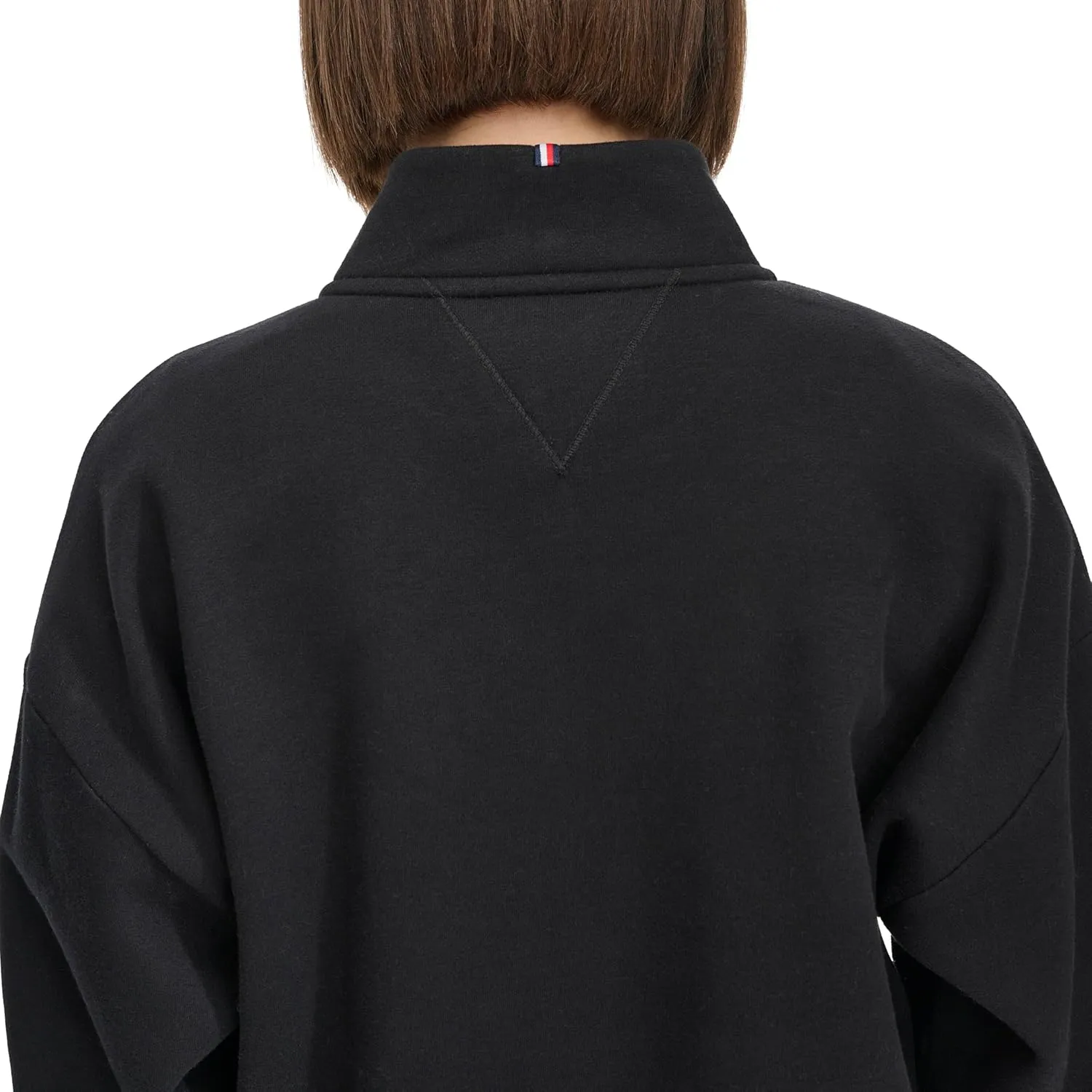 Tommy Hilfiger Women's Pockets Printed Logo Fleece Mock Neck Pullover