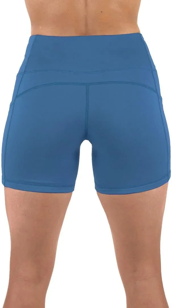 Tough Mode Women High Rise 5" Super Soft Athletic Shorts Pockets Bike Fitness Workout Running Yoga Tummy Control