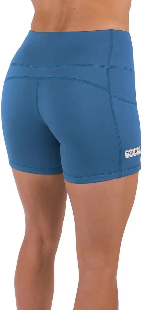 Tough Mode Women High Rise 5" Super Soft Athletic Shorts Pockets Bike Fitness Workout Running Yoga Tummy Control