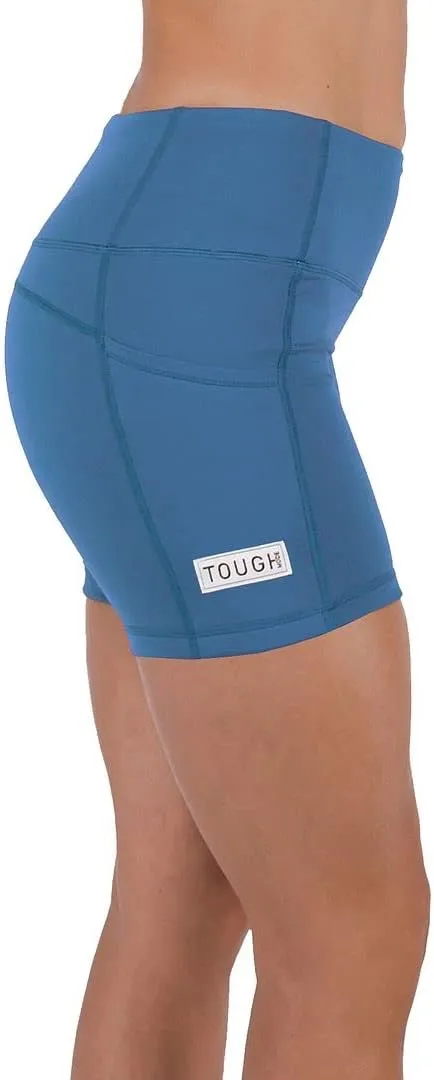 Tough Mode Women High Rise 5" Super Soft Athletic Shorts Pockets Bike Fitness Workout Running Yoga Tummy Control