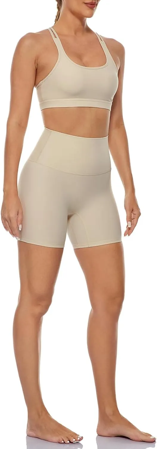 Ukaste High Waisted Bikers Shorts for Women 5" - Tummy Control Workout Active Yoga Shorts