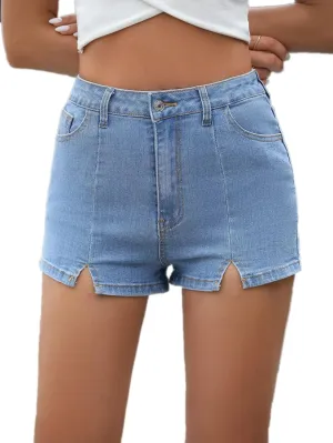 Vintage Summer Denim High Waisted Folded Hem Jeans Shorts