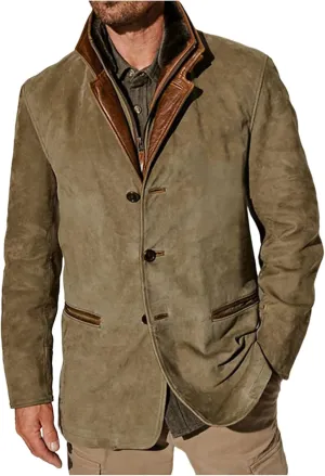 Western Jackets for Men Casual Vintage Warm Winter Coat Zip Button Down Retro Jacket Lapel Thicken Trucker Jacket