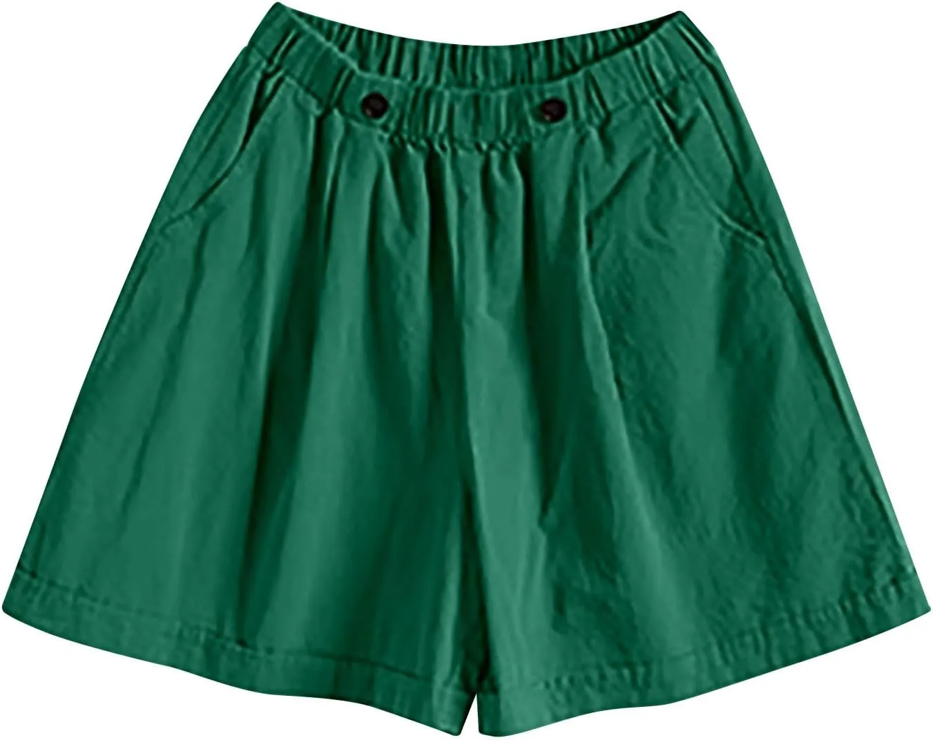 Wide Leg Shorts for Women 5" Baggy Front Button Elastic Waist Flowy Shorts Loose Lightweight Comfy Plus Size Short
