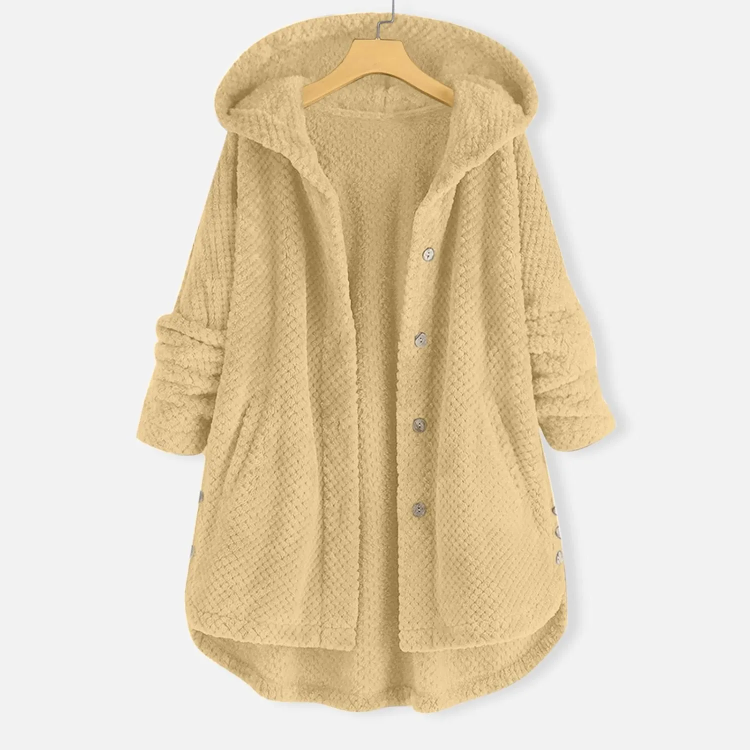 Winter Coats for Women Casual Hooded Button Down Cardigan Jacket Soft Comfy Long Sleeve Warm Outwear 2024 Fashion Coat