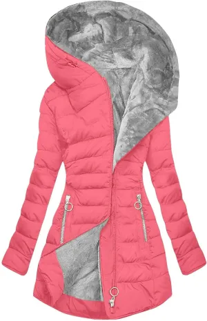 Winter Coats for Women Fleece Zip Up Jacket with Hood Thicken Puffer Coat Sherpa Lined Parkas Jacket Casual Outwear