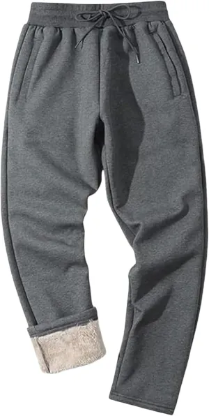Winter Pants for Men Fleece Lined Sweatpants Tall Heavyweight Thermal Sherpa Lined Joggers Mens Warm Pant with Pockets