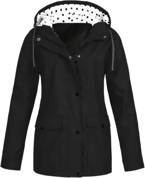 Wkishenl Lightweight Rain Coat for Women with Hood Plus Size Lightweight Rain Jacket Waterproof Outdoor Hiking Raincoat