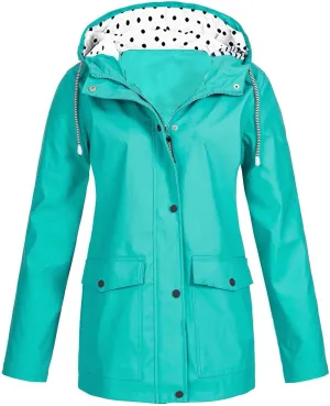 Wkishenl Lightweight Rain Coat for Women with Hood Plus Size Lightweight Rain Jacket Waterproof Outdoor Hiking Raincoat