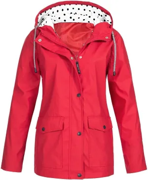 Wkishenl Lightweight Rain Coat for Women with Hood Plus Size Lightweight Rain Jacket Waterproof Outdoor Hiking Raincoat