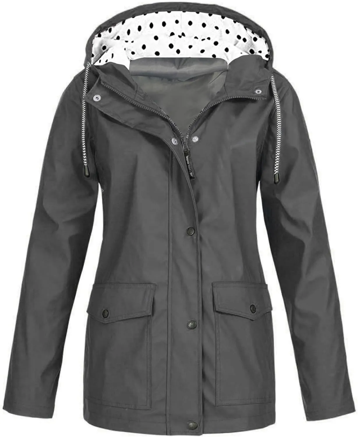 Wkishenl Lightweight Rain Coat for Women with Hood Plus Size Lightweight Rain Jacket Waterproof Outdoor Hiking Raincoat