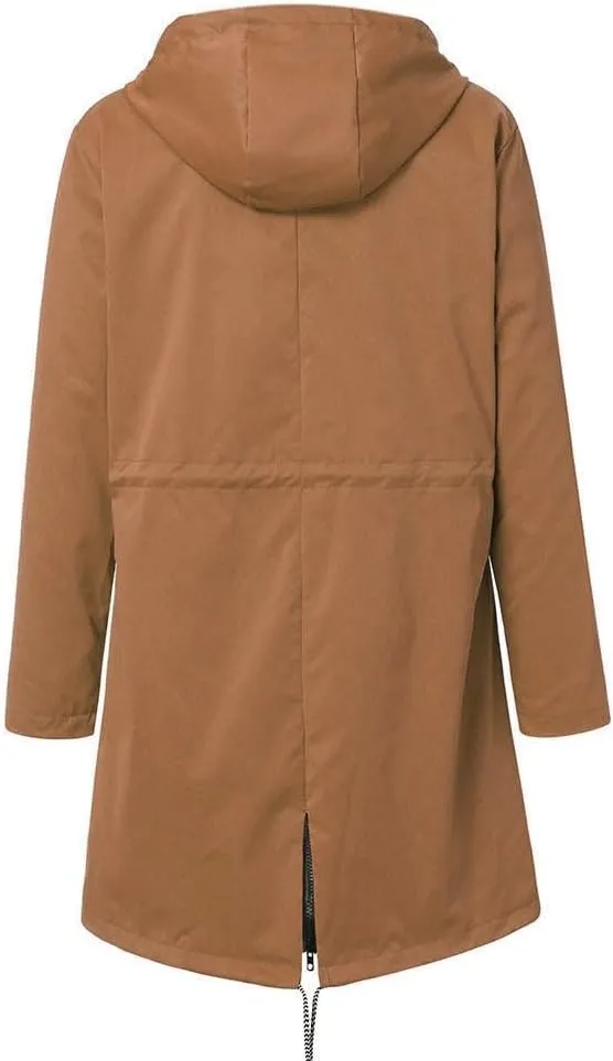 Wkishenl Lightweight Rain Jacket Women Plus Size Drawstring Hooded Windproof Rain Coats Lightweight Zip Trench Coat