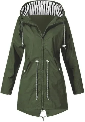 Wkishenl Lightweight Rain Jacket Women Plus Size Drawstring Hooded Windproof Rain Coats Lightweight Zip Trench Coat