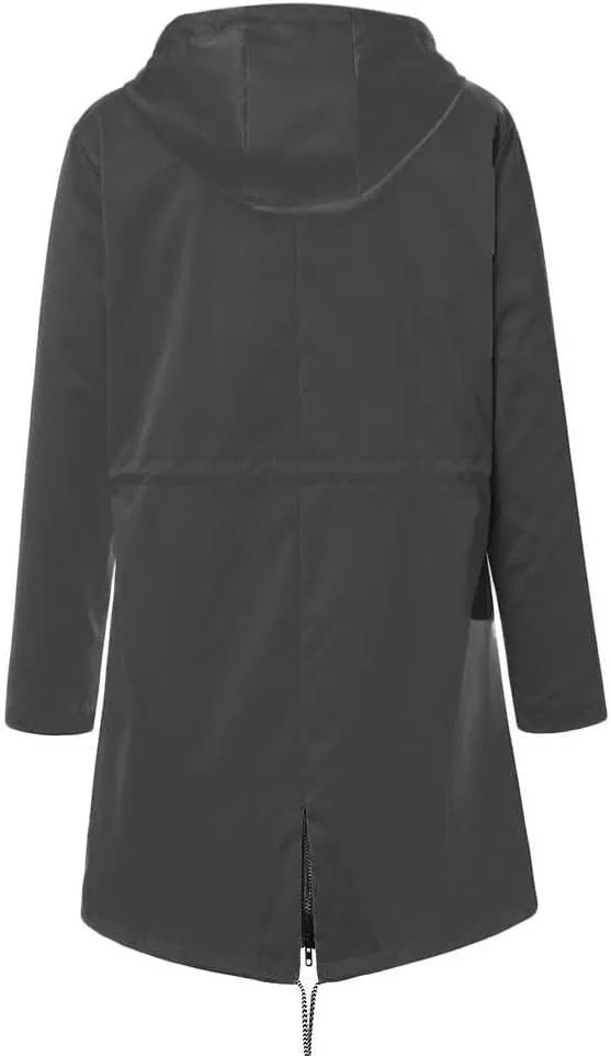 Wkishenl Lightweight Rain Jacket Women Plus Size Drawstring Hooded Windproof Rain Coats Lightweight Zip Trench Coat