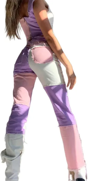 Women High Waisted Jeans Y2K Style Stretch Patchwork Straight Denim Pants Ladies Sexy Slim A-Line Pencil Trousers