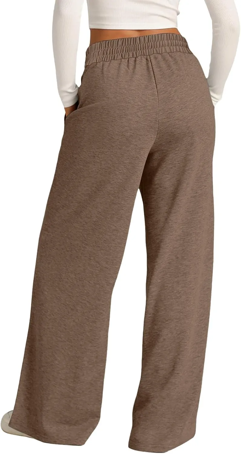 Women Oversized Wide Leg Lightweight Pants Elastic Drawstring Straight Leg Sweatpants Low Waisted Baggy Trousers