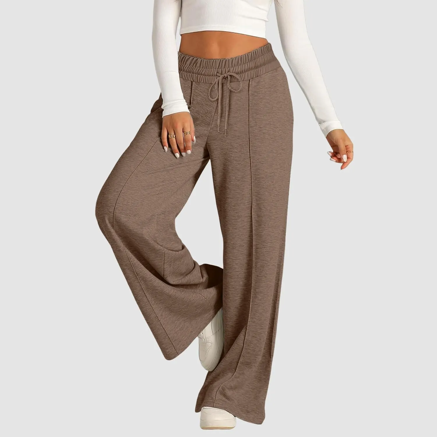 Women Oversized Wide Leg Lightweight Pants Elastic Drawstring Straight Leg Sweatpants Low Waisted Baggy Trousers